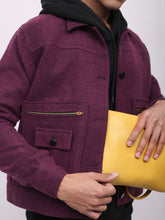 Load image into Gallery viewer, Wine Tweed Jacket Male
