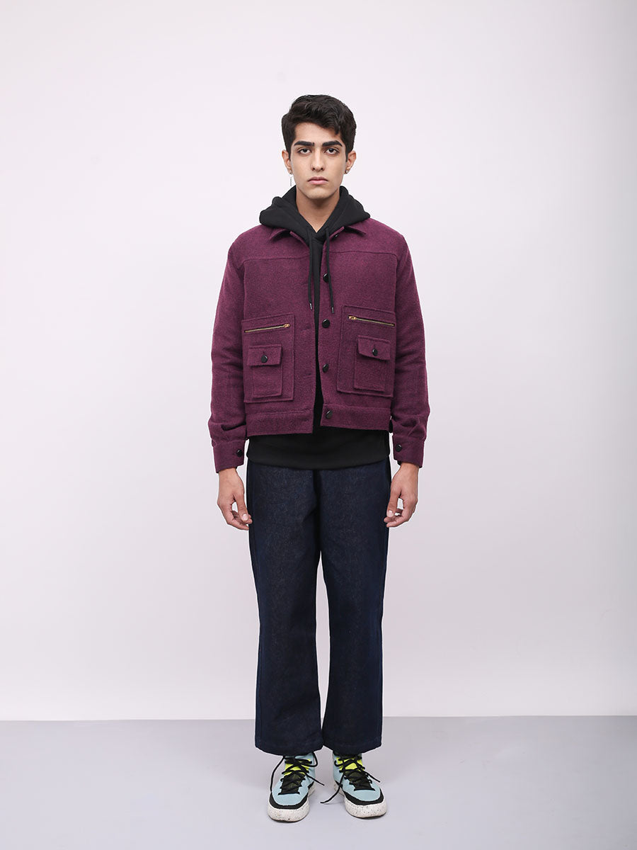 Wine Tweed Jacket Male